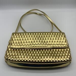 Vintage Bueno Crossbody Bag Woven Metallic Gold Color